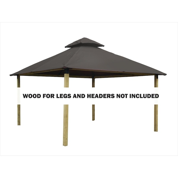 Acacia 14 sq. ft. Gazebo Roof Framing & Mounting Kit with Taupe Outdura Canopy AGOK14- TAUPE - main